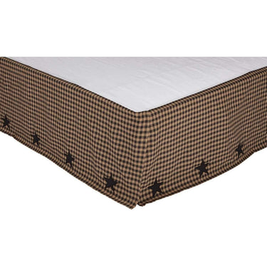 Black Check Star Bed Skirts Raven Black, Khaki Tan VHC Brands - The Fox Decor